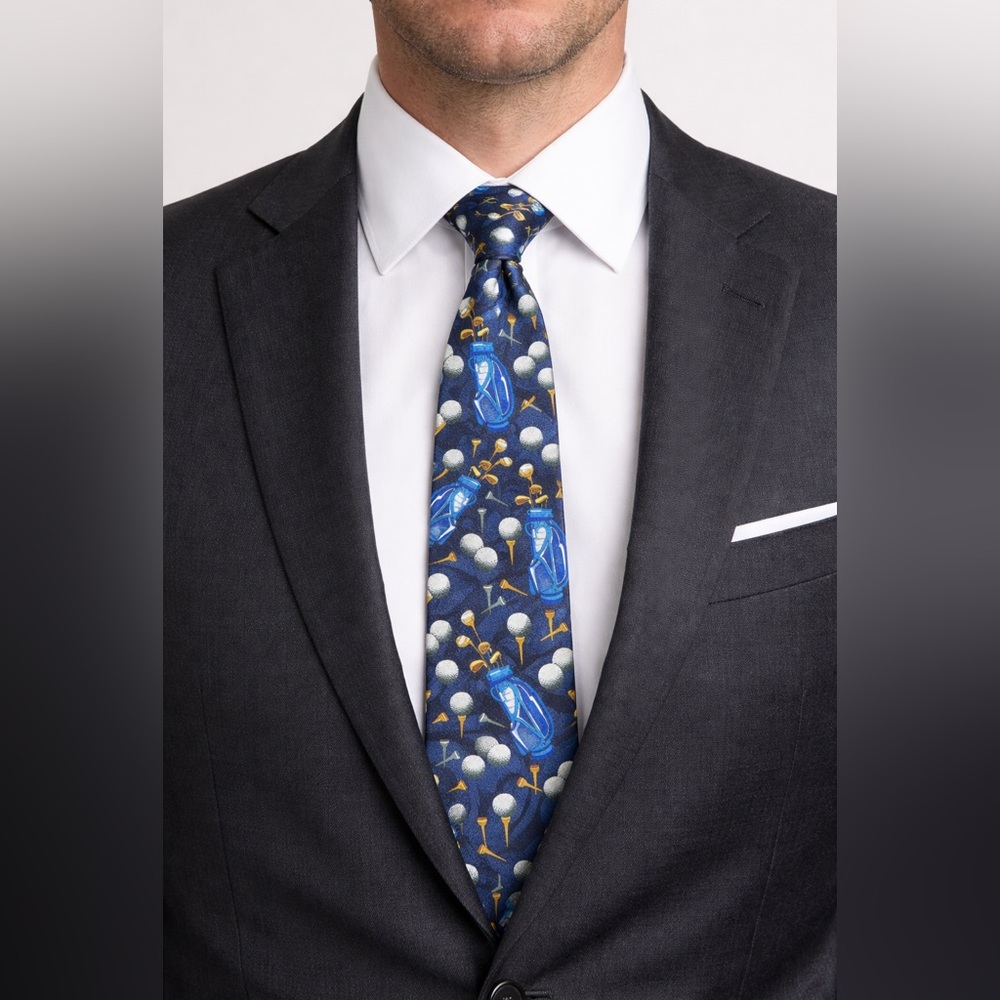 Steven Harris Hand Made Men's Golf Theme Necktie Tie Polyester Jacquard‎ 57"